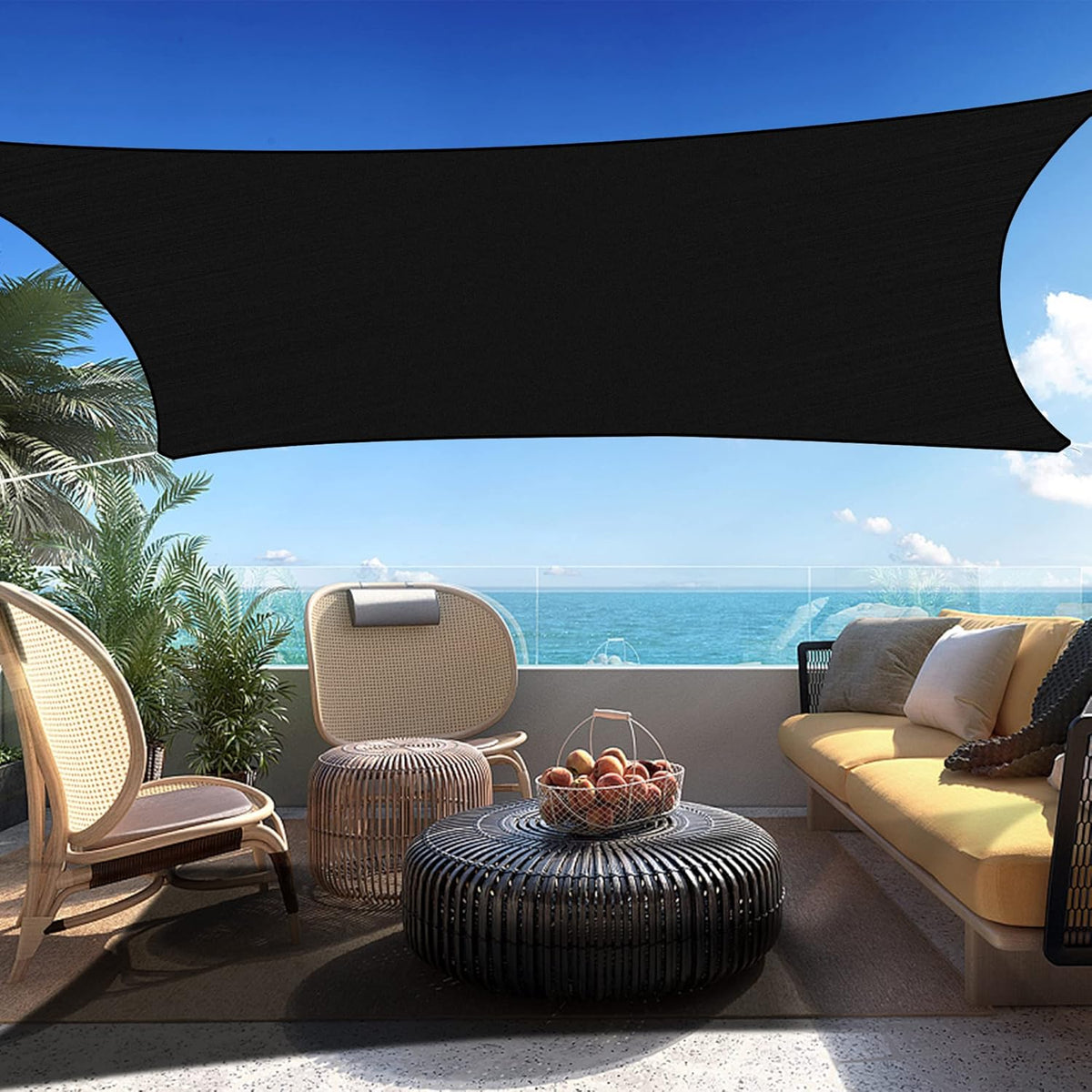 11' x 18' Black Rectangle Sun Shade Sail SSP1212 Canopy Durable Fabric UV Block Awning We Make Custom Orders