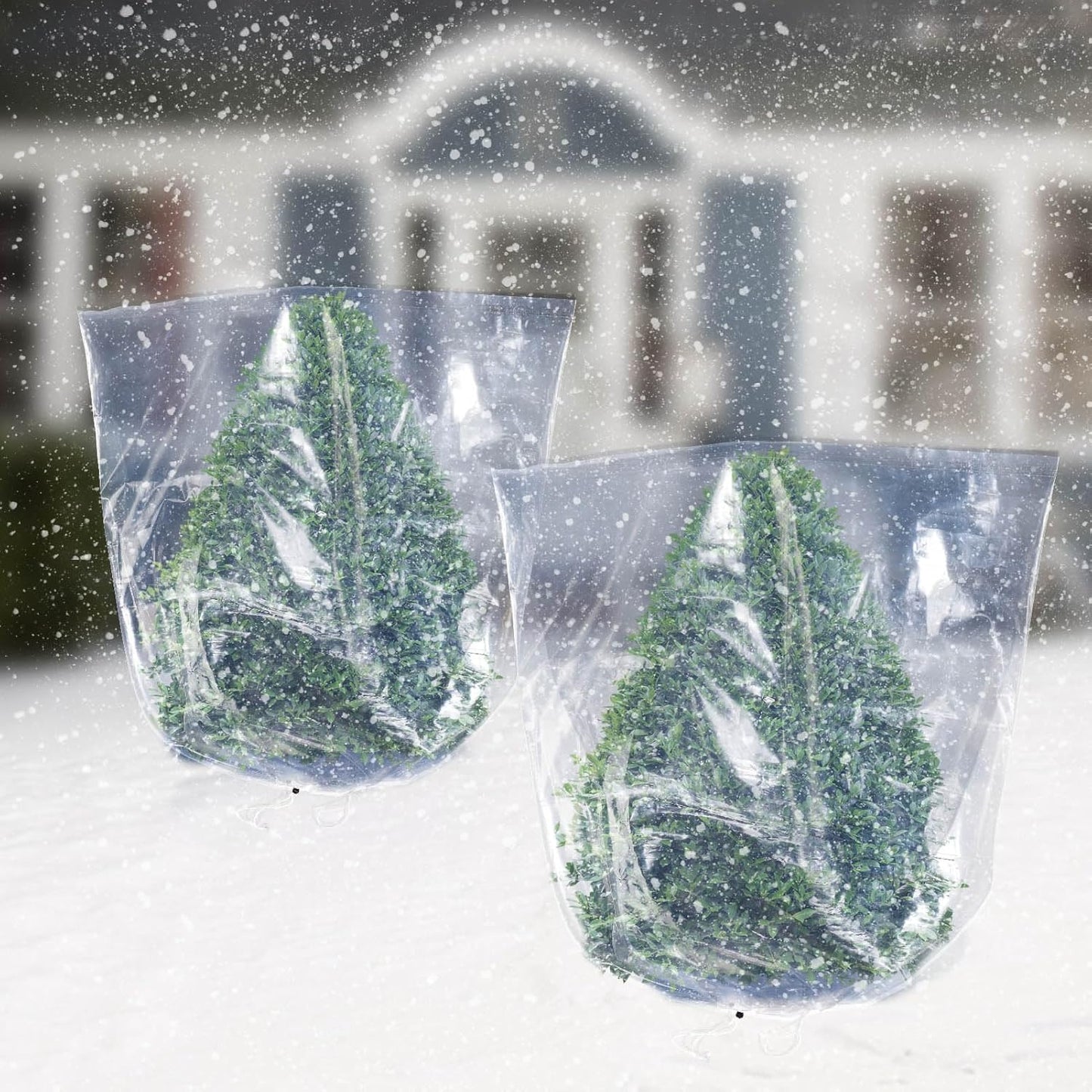 2 Pcs Large Winter Plant Cover Freeze Protection - 47.2" x 70.8" Plastic Plant Frost Bags with Drawstring, Transparent Waterproof Plant Shelter Coverings for Outdoors Garden Plants Shrubs Fruit Trees