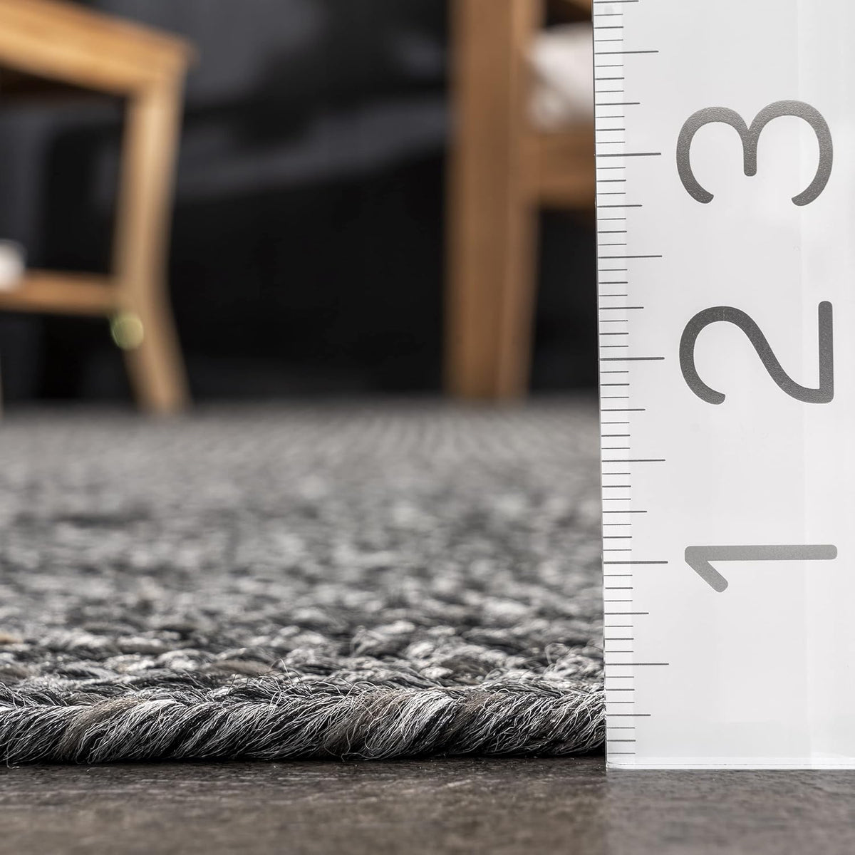 nuLOOM 8' Round Solid Hand Braided Indoor/Outdoor Area Rug, Pet-Friendly, High Traffic, Weather Resistant, for Patio, Balcony, Bedroom, Living, Dining Room, Wynn Charcoal