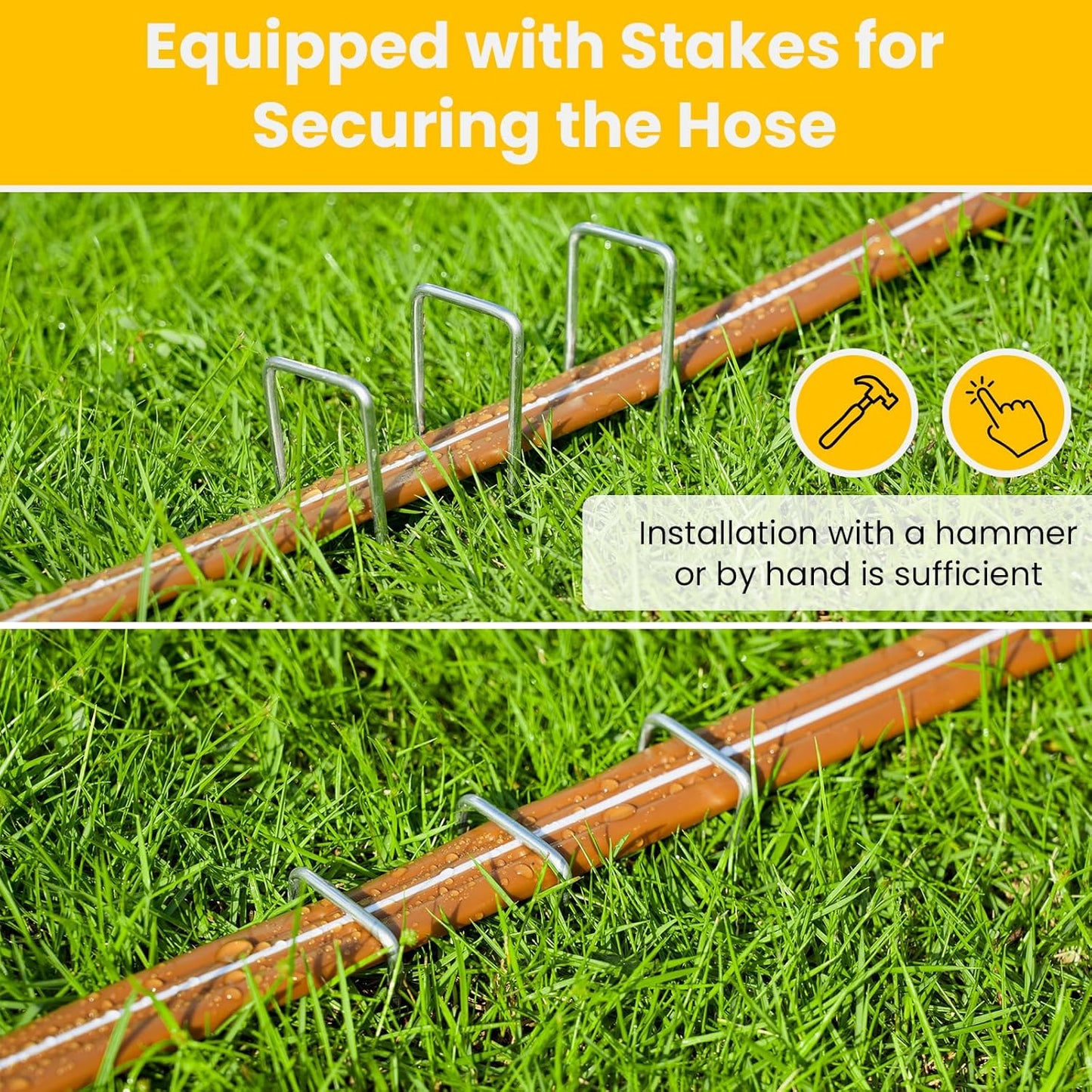 LINEX Sprinkler Soaker Hose 75 ft for Garden, Watering Hose with Holes, High-Efficiency Sprinklers System for Lawn and Garden with Staples