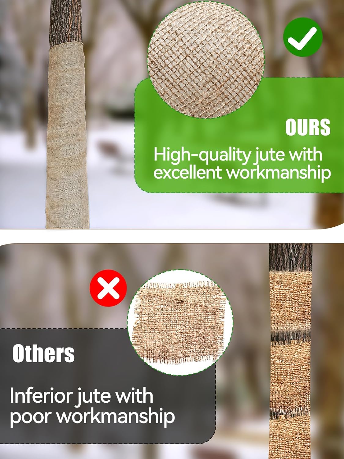 ANPHSIN 15ftx40in Natural Burlap Plant Covers Freeze Protection, Winter Frost Plant Blankets, Frost Cloth for Outdoor Bushes Trees Potted Plants Cold Weather