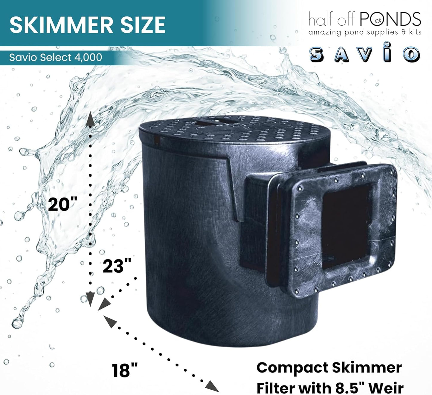 HALF OFF PONDS Savio Select 4,000 GPH Submersible Pump Pond Kit with 20' x 20' PVC Plastic Pond Liner for Water Garden & Koi Pond