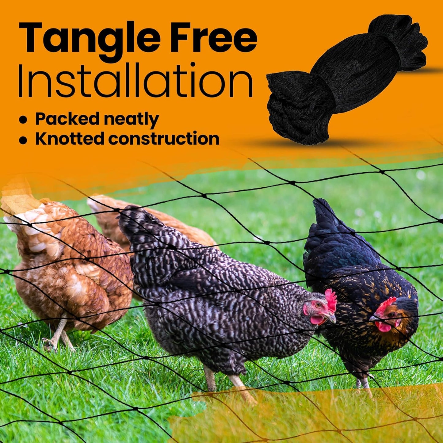 Heavy Duty Bird Netting for Chicken Coops & Runs | Tree & Garden Netting Mesh 1-1/2" | Keep Hawks, Birds & Predators Away | Bird Netting for Blueberry Bushes, Vegetables & Fruit (25' x 100')