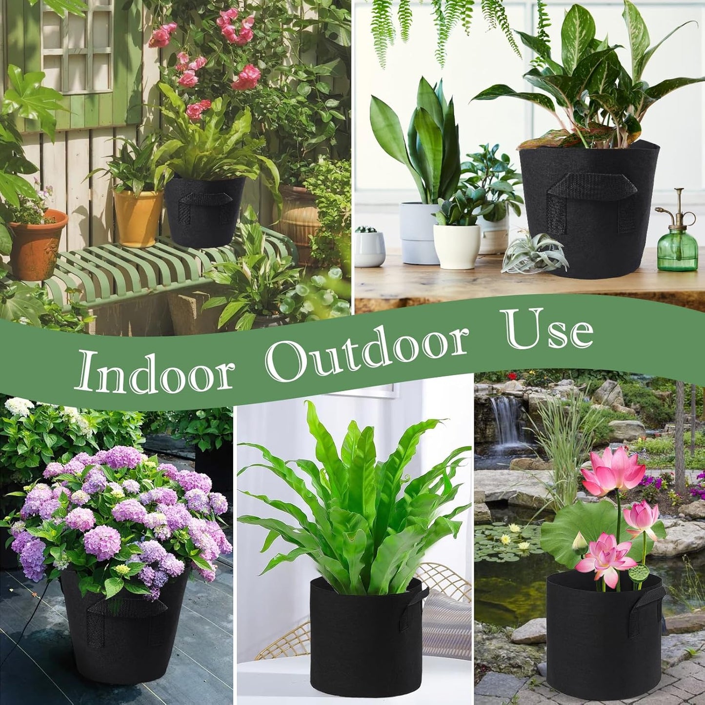 6Pcs Lily Plant Pots for Pond, Aquatic Pond Planter for Pond Durable Breathe Reusable Fabric Plant Bags for Aquatic Plants, Potato, Carrot, Onion, Flower (3 Gallon)