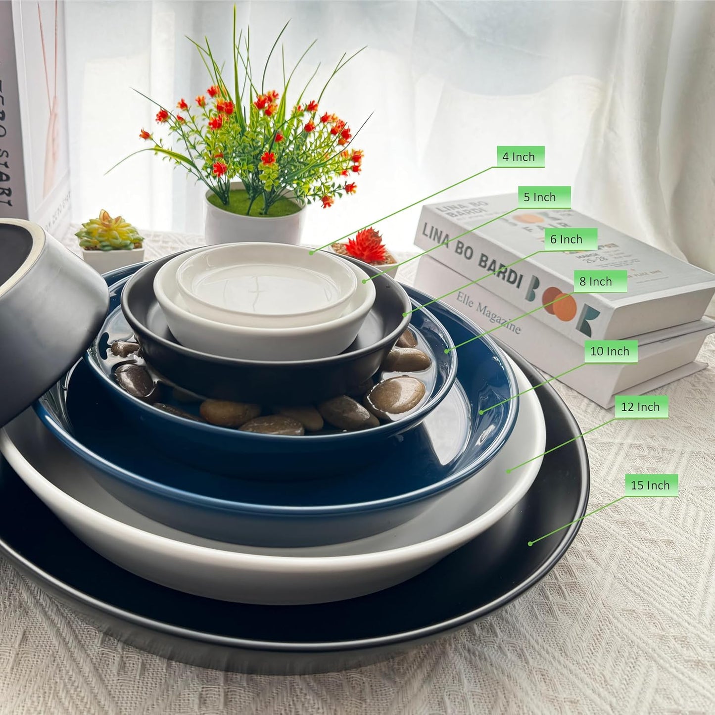 2 Pack Ceramic Plant Saucer 4 Inch, Heavy Duty Plant Pot Tray for Indoor & Outdoor, Glazed Ceramic Plant Drip Trays