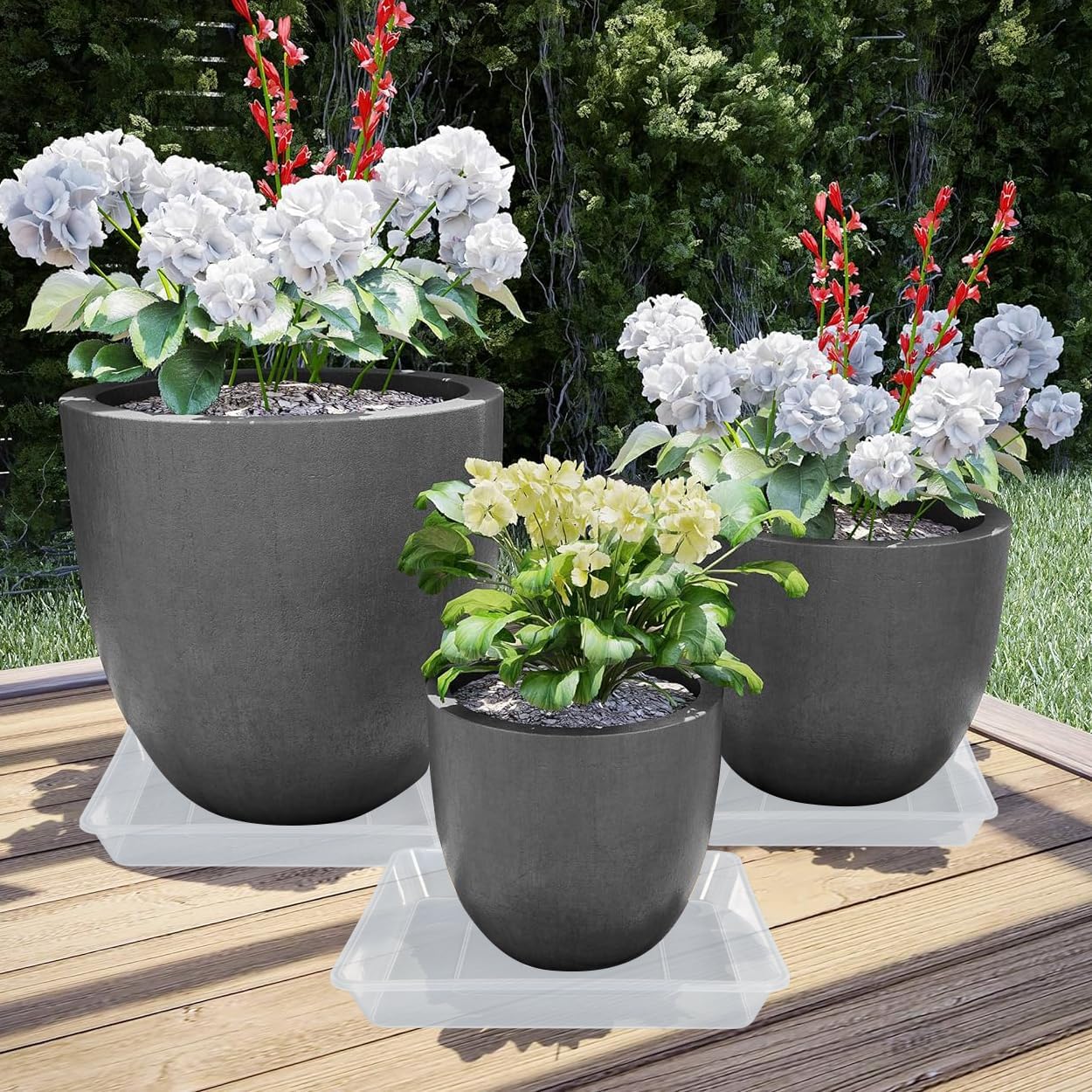 Square Plant Saucer 16 Inch 4 Pack, Durable Clear Plastic Flower Plant Pot Saucer, Square Planters for Indoors and Outdoors Plants, Garden Large Plant Saucers for Pots Plant Trays.