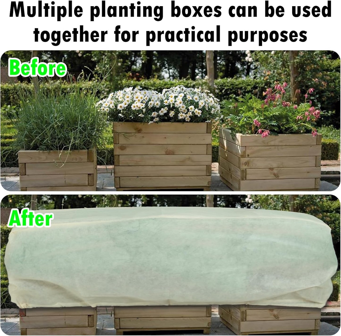 Plant Cover Frostproof Large,Shrub Cover,Winter Frost Fabric,Outdoor Plant Blanket for Cold Weather. Drawstrings and latches on Both Ends for Locking - 150 * 40 * 45 cm - 4 Pieces