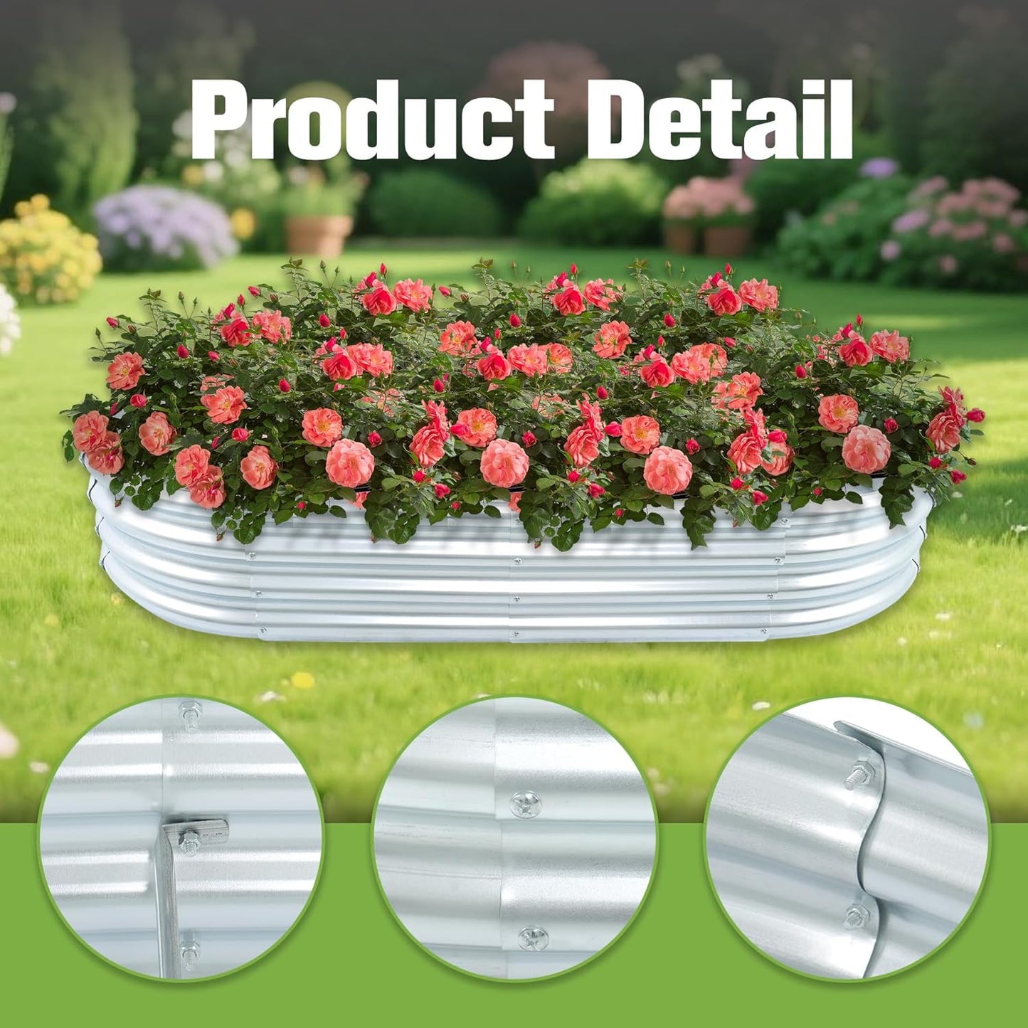 8x4x1FT Galvanized Planter Raised Garden Boxes Outdoor Large Metal Gardens Beds for Vegetables Flowers Herbs Succulents