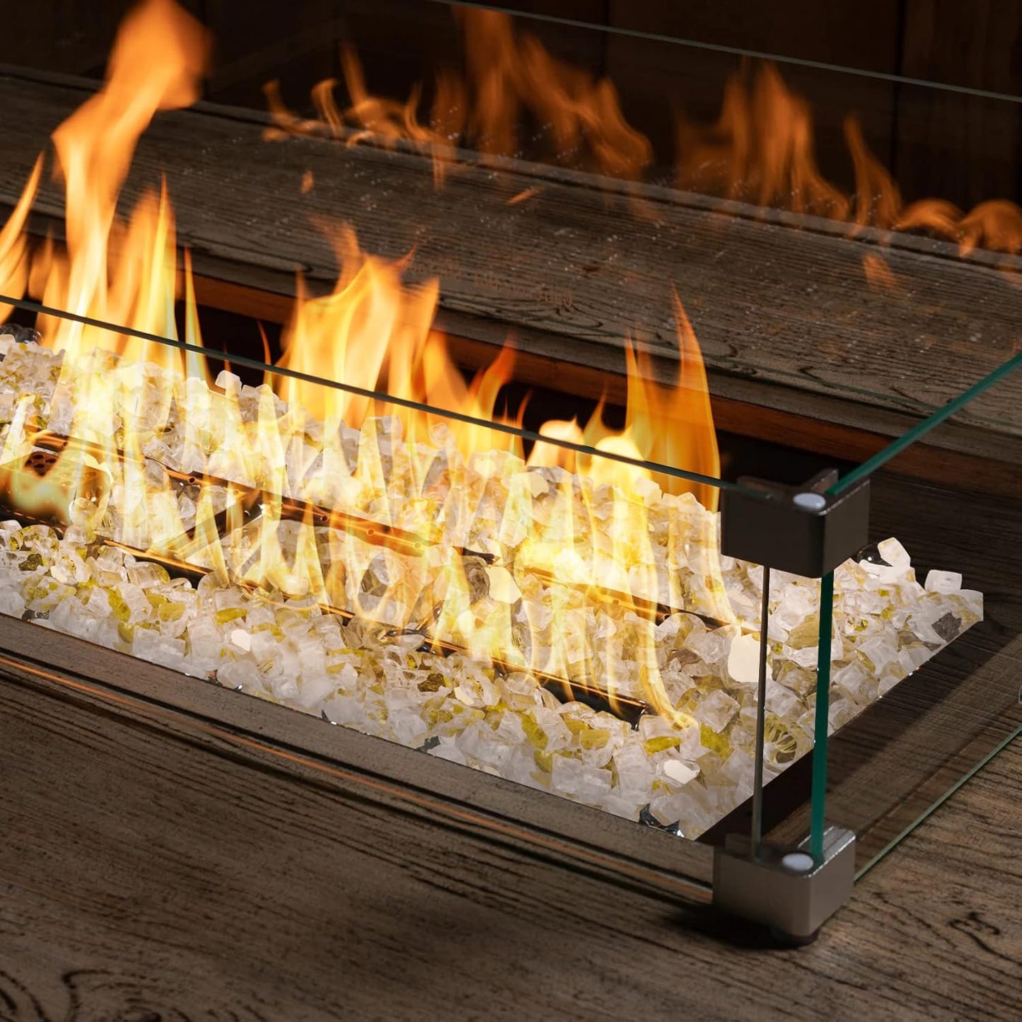 Mr. Fireglass 10 Pounds Fire Glass - 1/4 Inch High Luster Reflective Tempered Glass Rocks for Fireplace Fire Pit Table and Landscaping, Gold