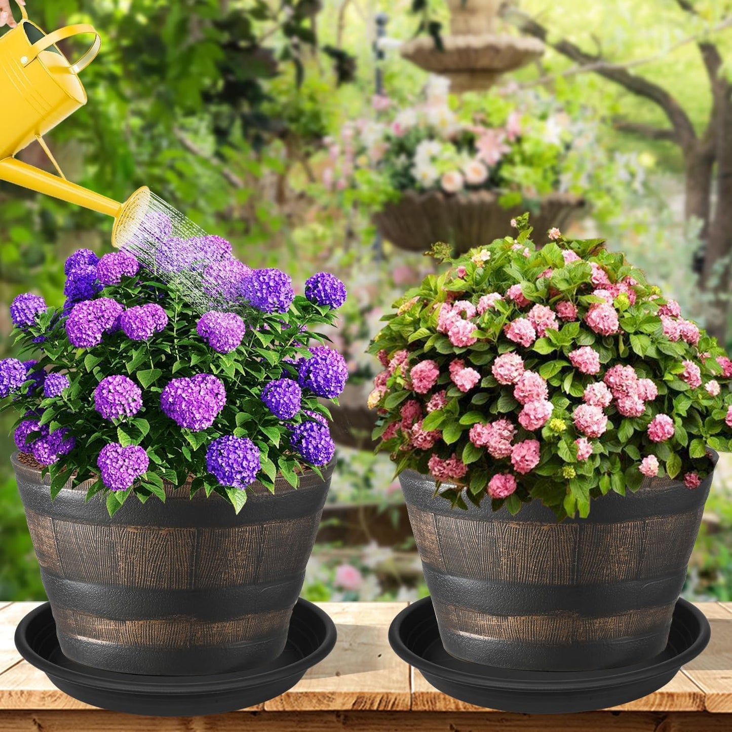 1 Pack of 26 inch Plant Saucer, Large Plant Tray, Heavy Sturdy Plant Drainage Tray for Indoors, Bird Bath Bowls, Sturdy Plastic Pot Tray for Planter (Black)
