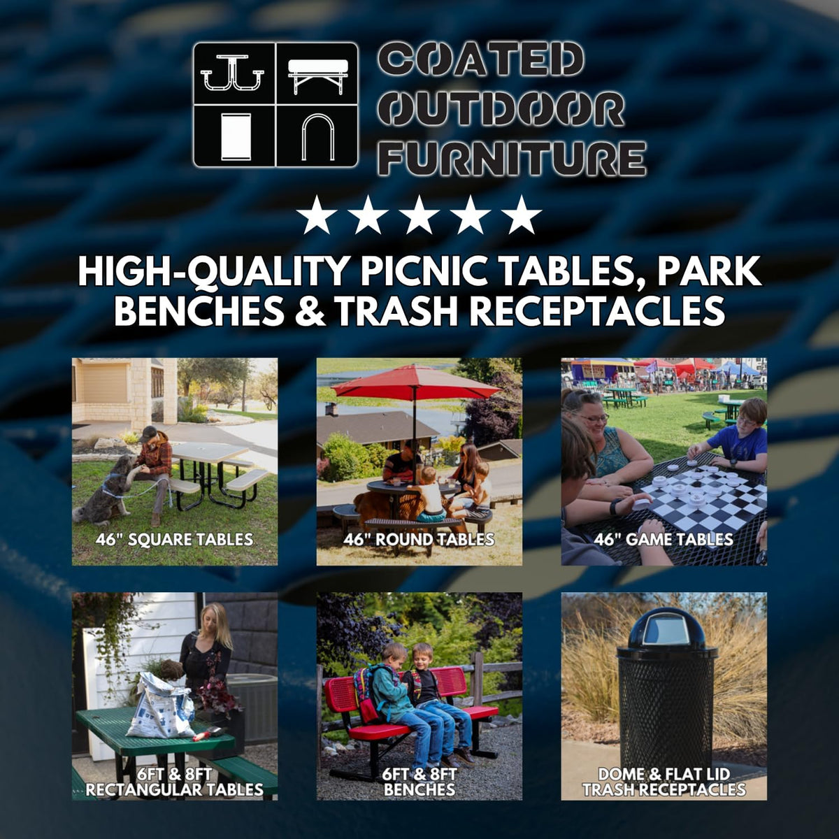 Coated Outdoor Furniture Heavy-Duty Outdoor Bench Thermoplastic Coated, Expanded Metal, Commercial-Grade Seating, Made in America (Surface Without Back, 8 Ft, Tan)