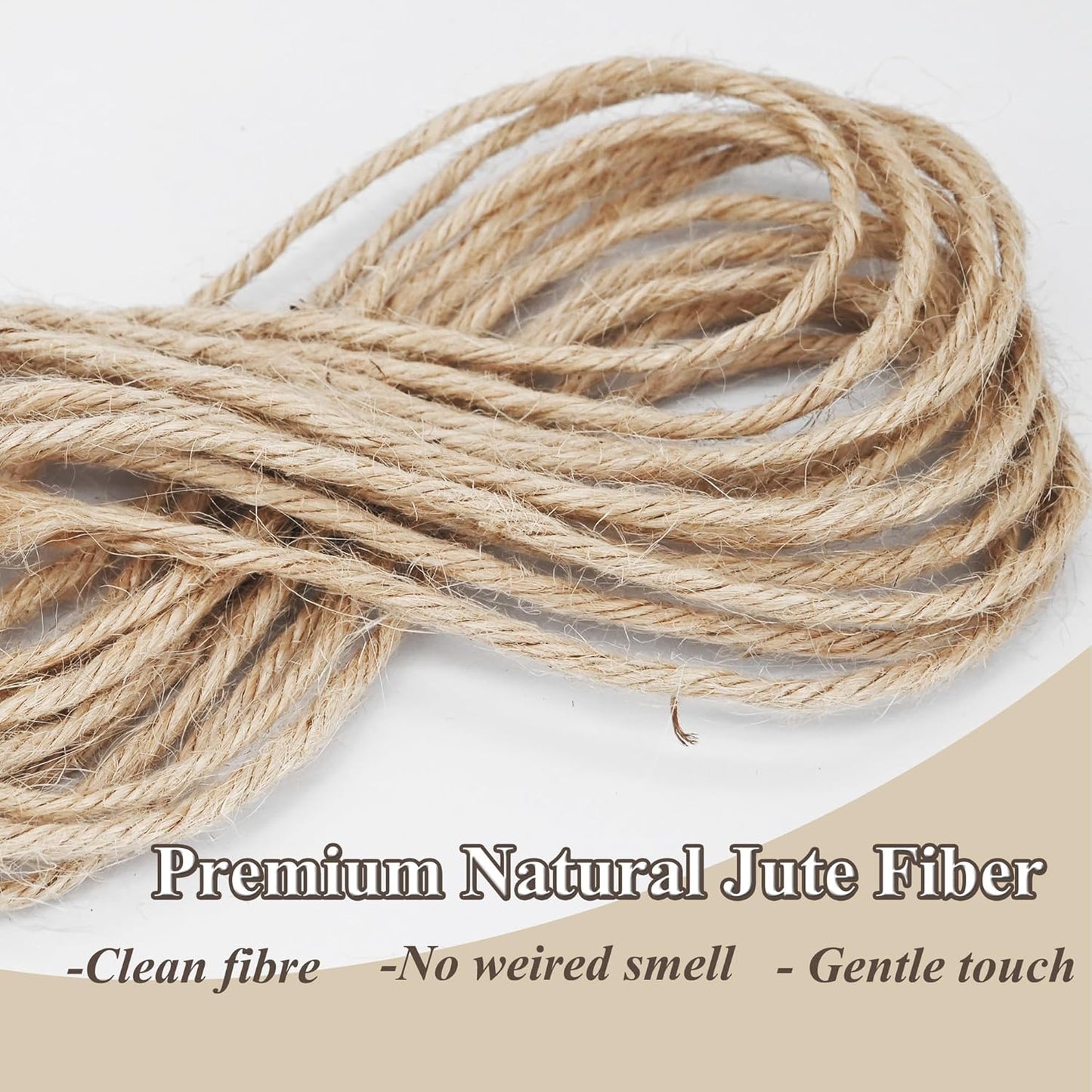 Natural Jute Twine Rope, 500ft x 1/8 inch, 6-Ply Heavy Duty for Crafts, Gardening, Gift Wrapping, Packing,Rustic Decoration