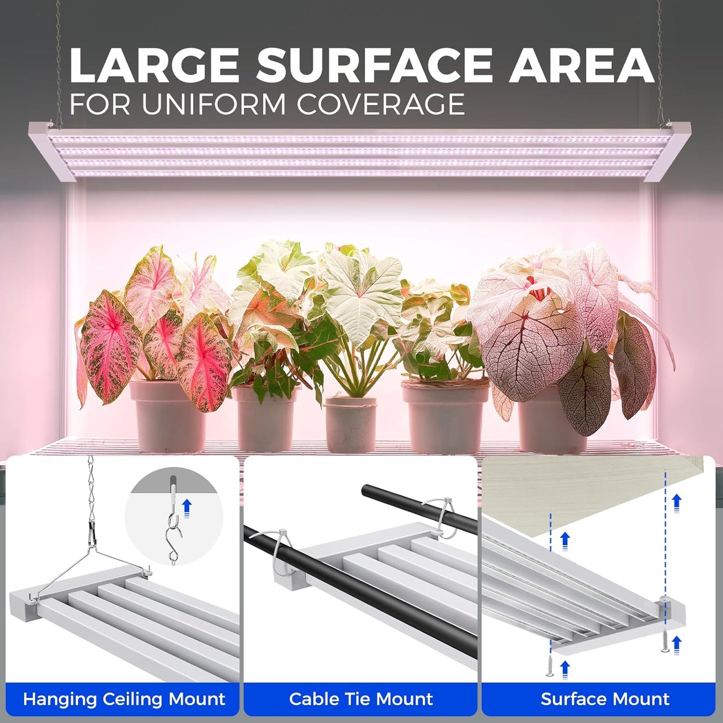 Barrina TX-L84 4FT LED Grow Light, 84W, 4 Panels Wider Coverage, Full Spectrum, High PPFD, Super Bright, Linkable, Hanging Fixture, Plant Stand with Grow Light for Indoor, Seeding, 1 Pack