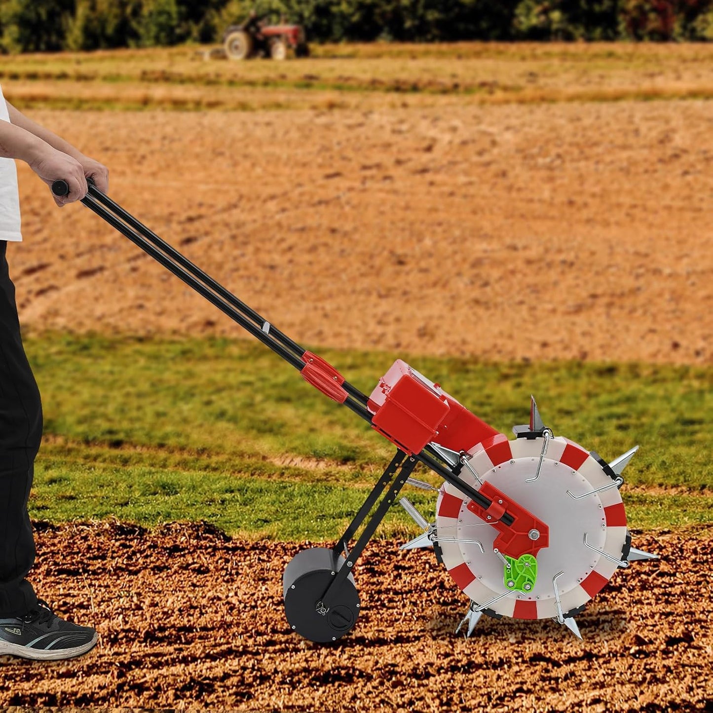 7-Row Manual Garden Seeder, Corn Planter, Hand Push Precision Seeder Planter for Corn Soybean Peanut Seeds, Adjustable Depth & Spacing (9.06")