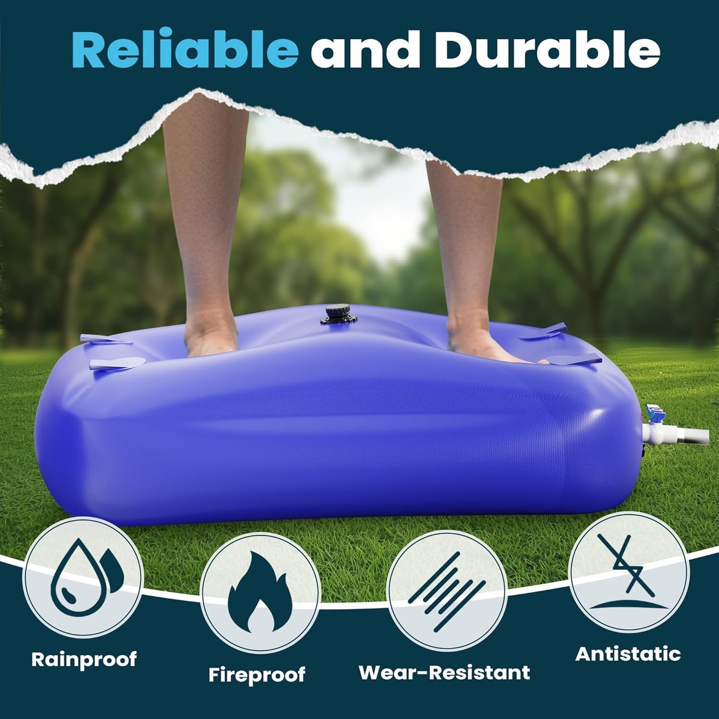Large Capacity Water Storage Bladder Containers, Bladder Tank for Drought Resistance, Fire Prevention, Emergency Water, Agricultural Irrigation Outdoor (240L/63Gal, Blue)