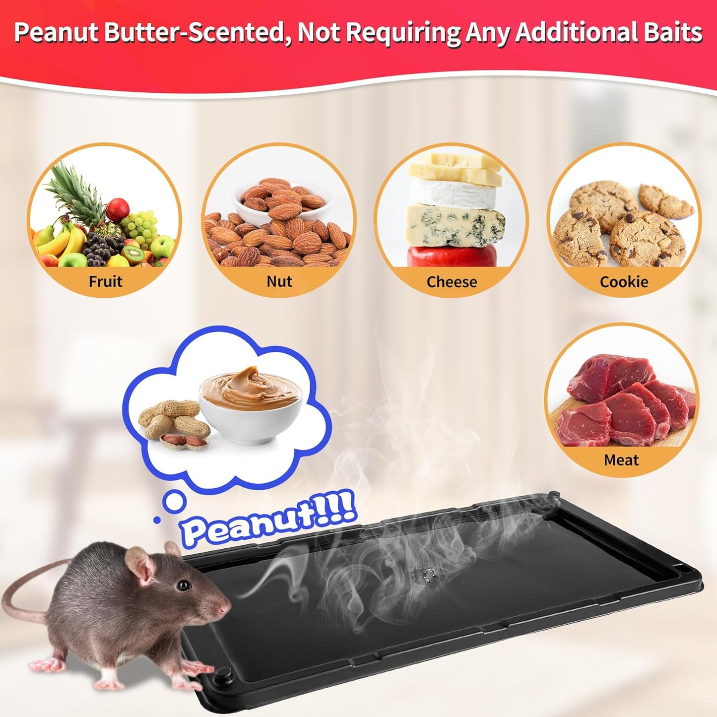 LULUCATCH Sticky Mouse Trap, 60 Pack Large Glue Traps, Pre-Baited Heavy Duty Non-Toxic Bulk Glue Boards Mouse Traps Indoor for Mice, Snakes, Rat, Insects, Cockroaches & Spiders, Pet Safe Easy to Use