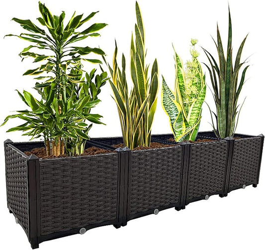 Large Planters for Outdoor Plants Raised Garden Bed Elevated Rectangular Garden Box Kits for Gardening, Vegetables, Flowers and Herbs in Backyard Patio Balcony