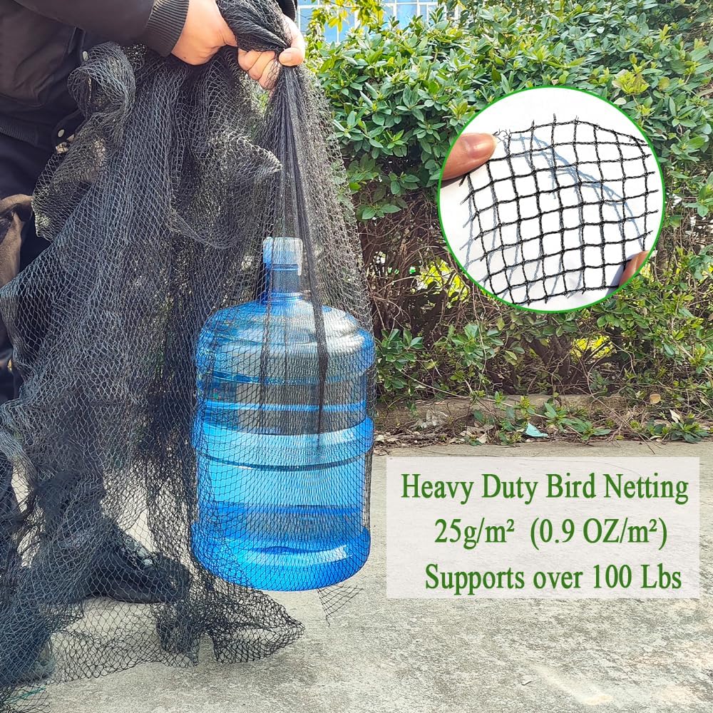 Woven Bird Netting 20X30 FT, 1/2" Mesh, Strong Bird Net Protect Fruit Trees, Blueberry, Vegetables, Strawberry Plants, Garden Netting Pest Barrier, Against Deer, Squirres, Small Critters