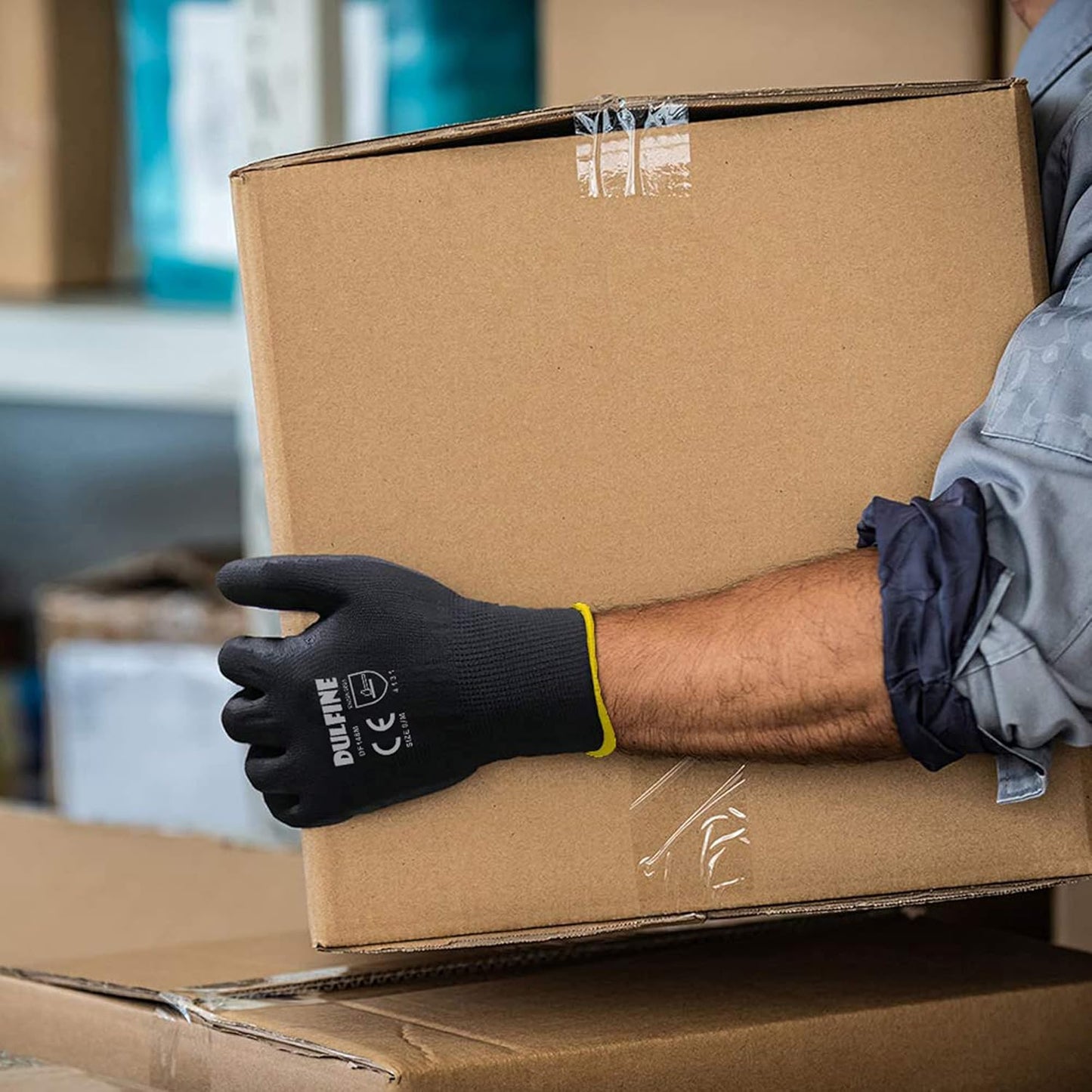 DULFINE Ultra-Thin PU Coated Work Gloves-12 Pairs,Excellent Grip,Nylon Shell Black Polyurethane Coated Safety Work Gloves, Knit Wrist Cuff,Ideal for Light Duty Work. (XX-Large)