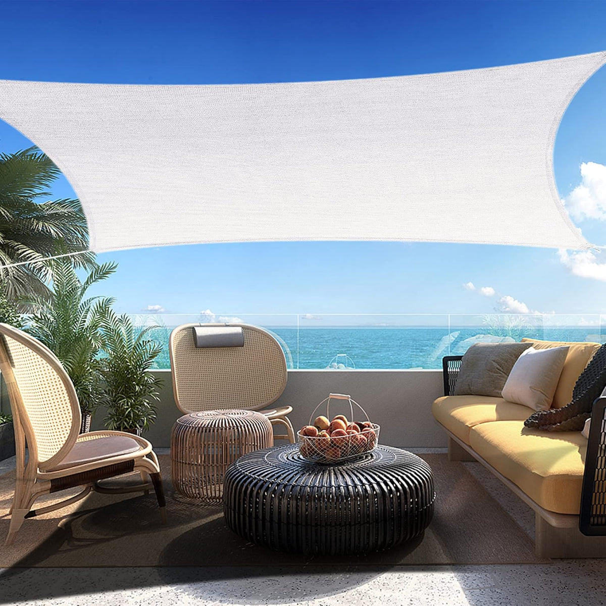 18' x 21' White Rectangle Sun Shade Sail SSP1212 Canopy Durable Fabric UV Block Awning,We Make Custom Orders