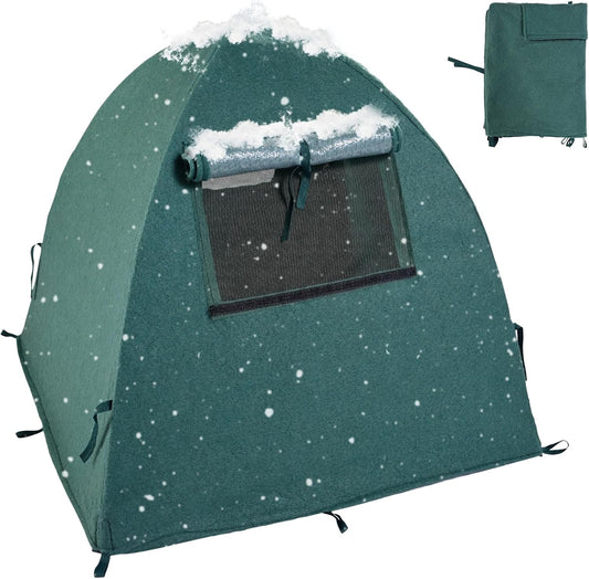 Plant Cover Frost Tent, 36''x36''x38'' Outdoor Garden Fabric Cover with Poles and Stakes for Winter Frost, Shade Cloth Plant Guard for Shrubs, Small Trees, Green