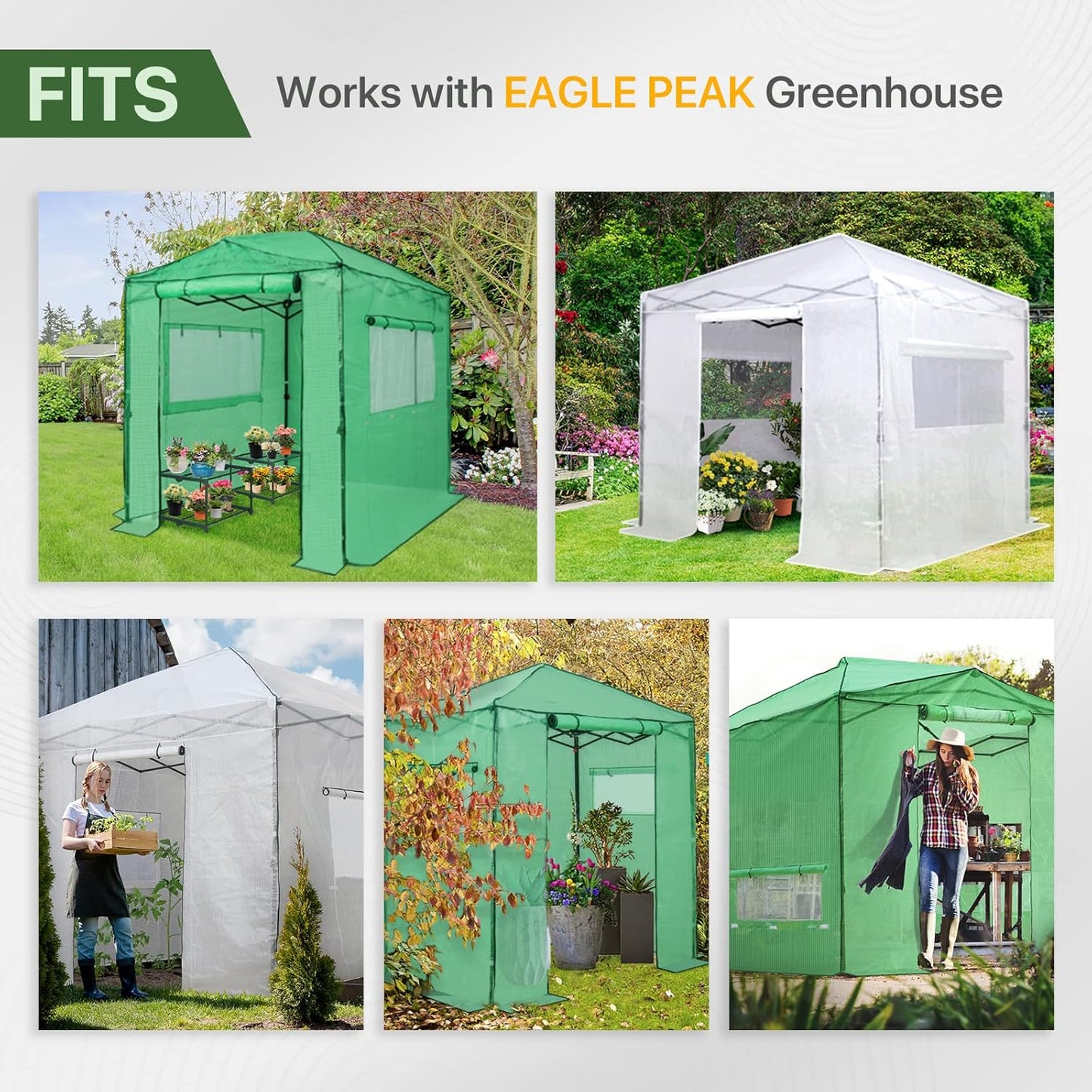 EAGLE PEAK Greenhouse Shelving Staging Double 2 Tier, Outdoor / Indoor Plant Shelves, 27"x19"x16", Green