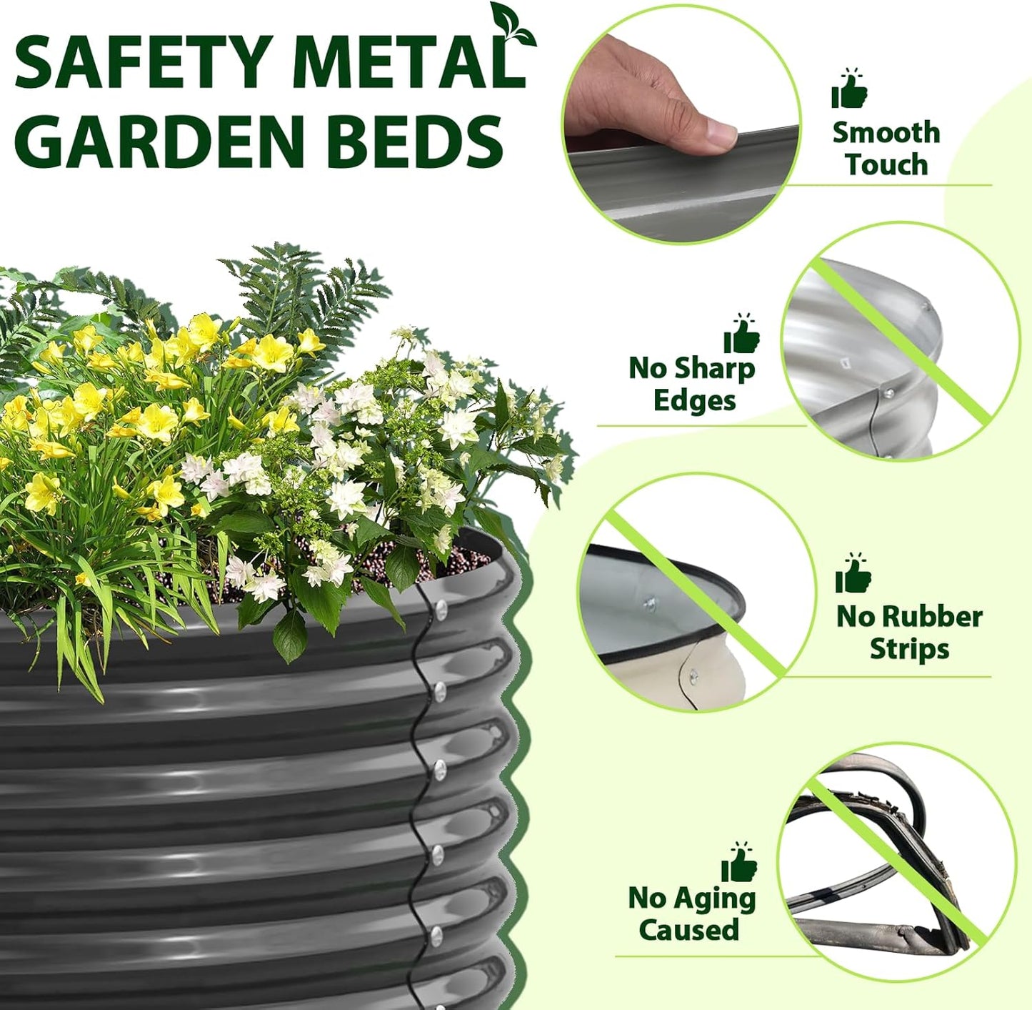 A ANLEOLIFE 6-Pack 4X4X1.5ft & 8X4X1.5ft Deep Root Galvanized Raised Garden Beds Outdoor for Planting Vegetables Flowers Herb