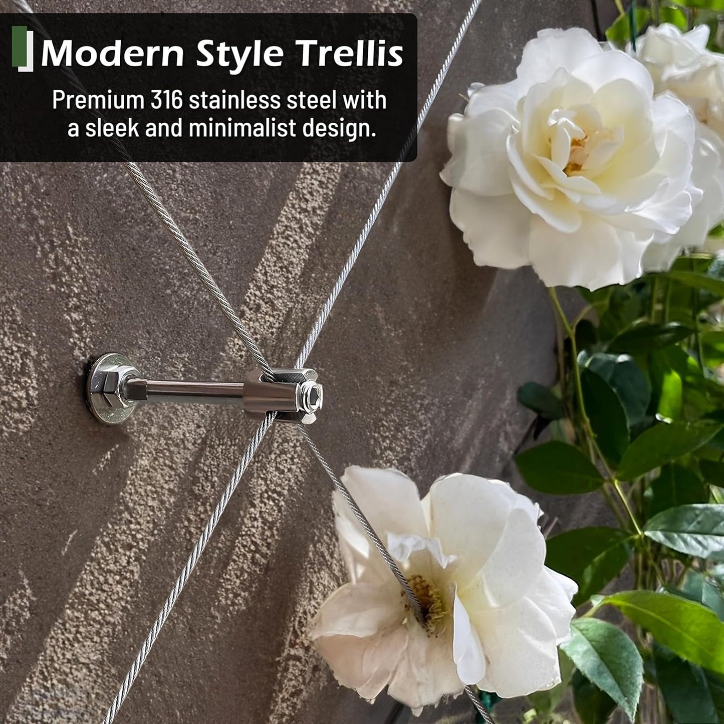 Wire Trellis for Climbing Plants Outdoor, 30-Set Wall Wire Trellis Kit with 5/64"(2mm) x 150ft Stainless Steel Cable, T316 Espalier System for Fence and Garden DIY Projects