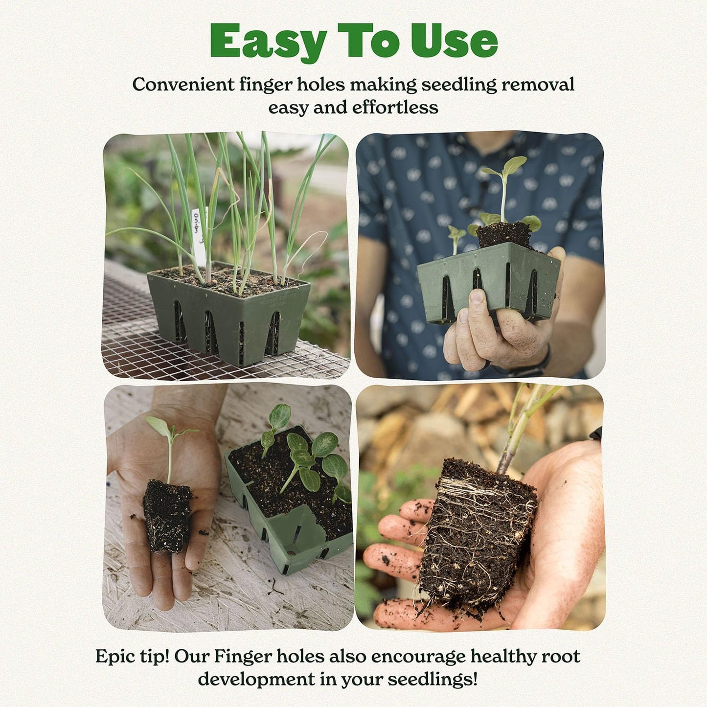 Epic Gardening Reusable Seed Starter Tray - 6 Cell/6 Seedling Starter Trays - Easy Watering, Indoor Greenhouse, Plant Starter, Gardener-Friendly for Seedlings | UV-Treated & BPA-Free - Sage Green
