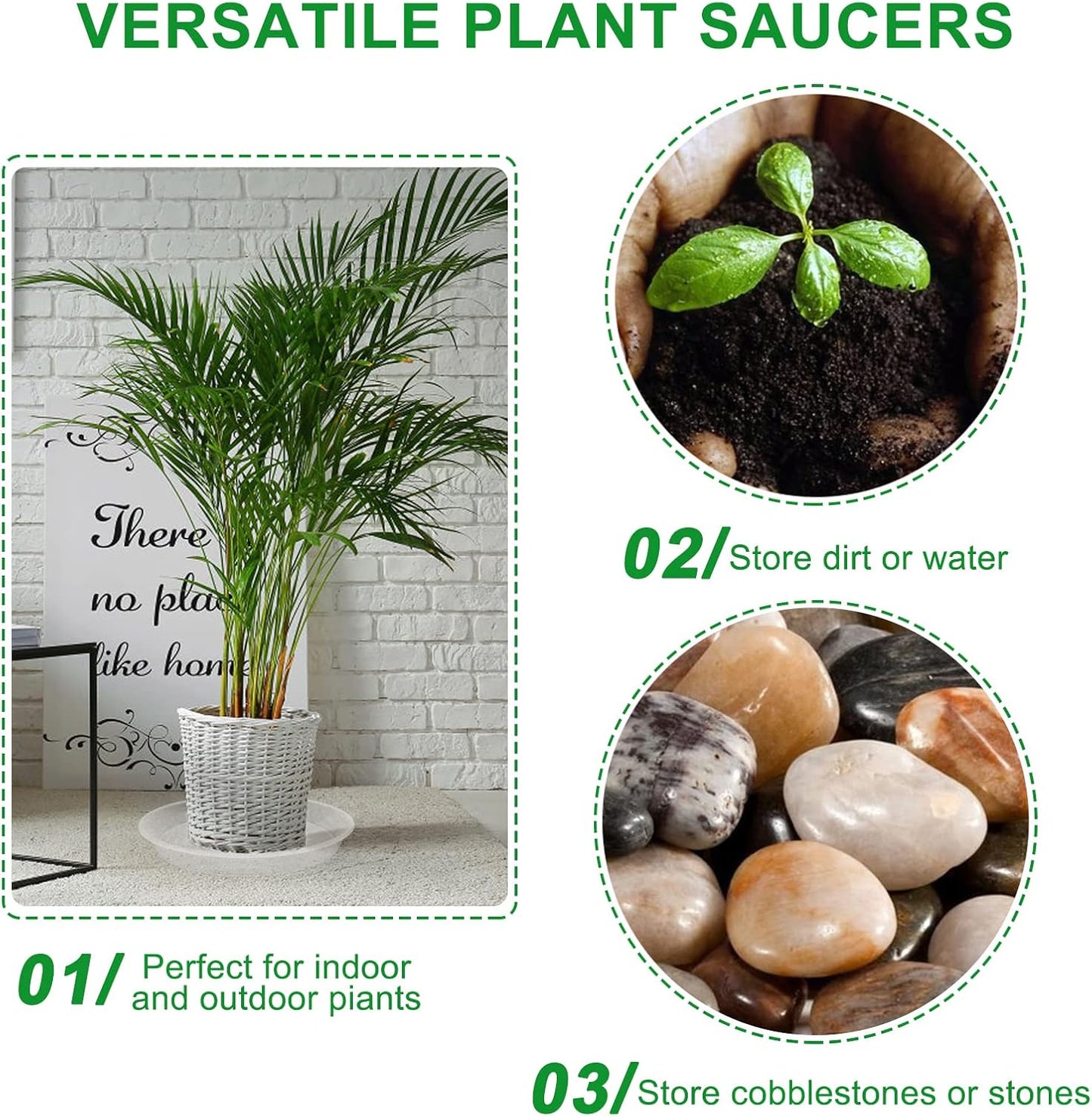 TITE Plant Saucer Heavy Large Planter Durable Thicker Plastic Plant Trays for Indoors and Outdoor,Plant Saucer Drip Trays (Transparent, 10 inch)