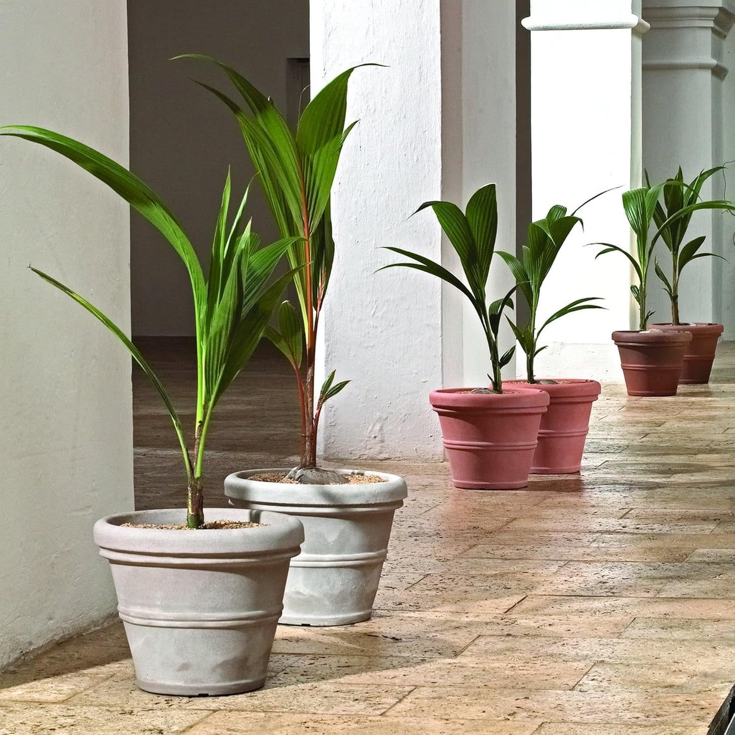 Crescent Garden Brunello Classic Rolled Rim Planter Pot, Indoor/Outdoor Weather-Safe Round Plant Pot, 16'' (Weathered Concrete)