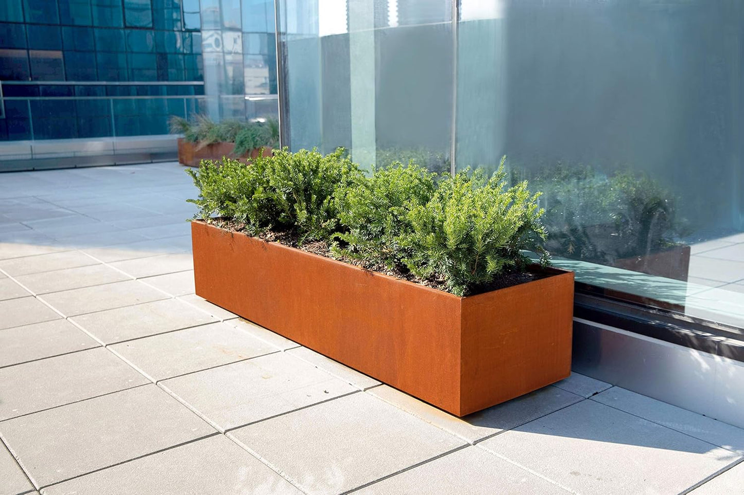 Corten Steel Planters Large Rectangular Planters for Outdoor Plants – 48x24x24 Inch Extra Large Outdoor Planter Box for Patio, Modern Metal Raised Garden Bed