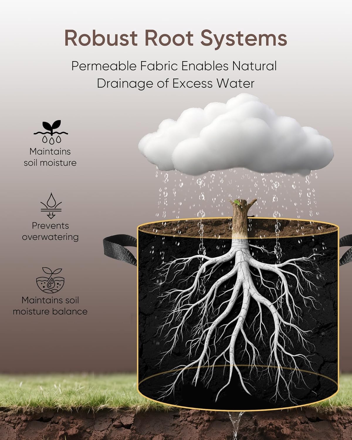 The Growing 5 Pack 30 Gallon Fabric Grow Bags，Thickened Aeration Nonwoven Fabric Plant Pots with Durable Handles,Heavy Duty 300G Planter Pot for Tomato, Fruits, Vegetables and Flowers, Black