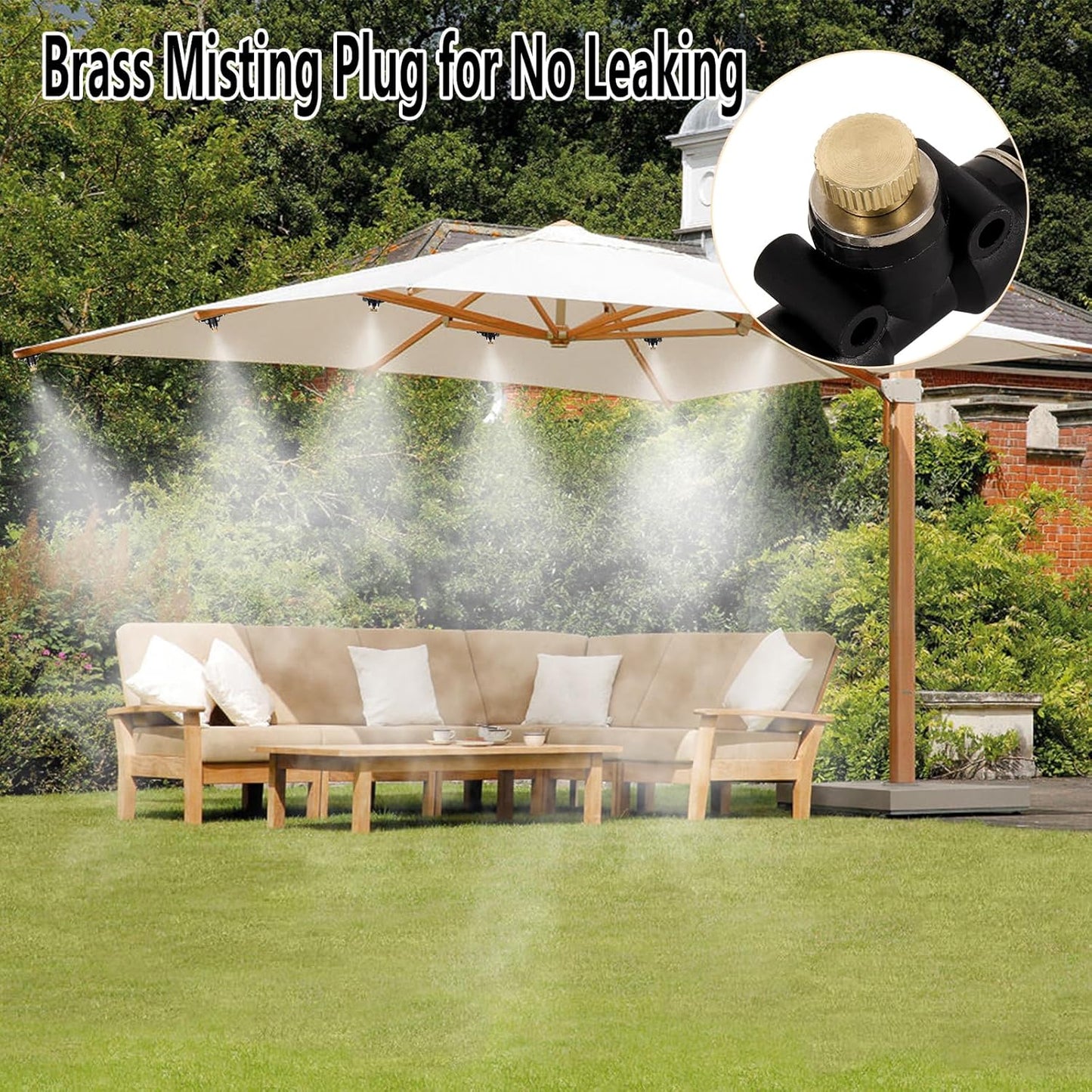 Brass Misting Nozzle Plug 12pc Heavy Duty 10/24 Screw Thread Misting Nozzle Plug for Raised Garden Bed Backyard Outdoor Cooling System