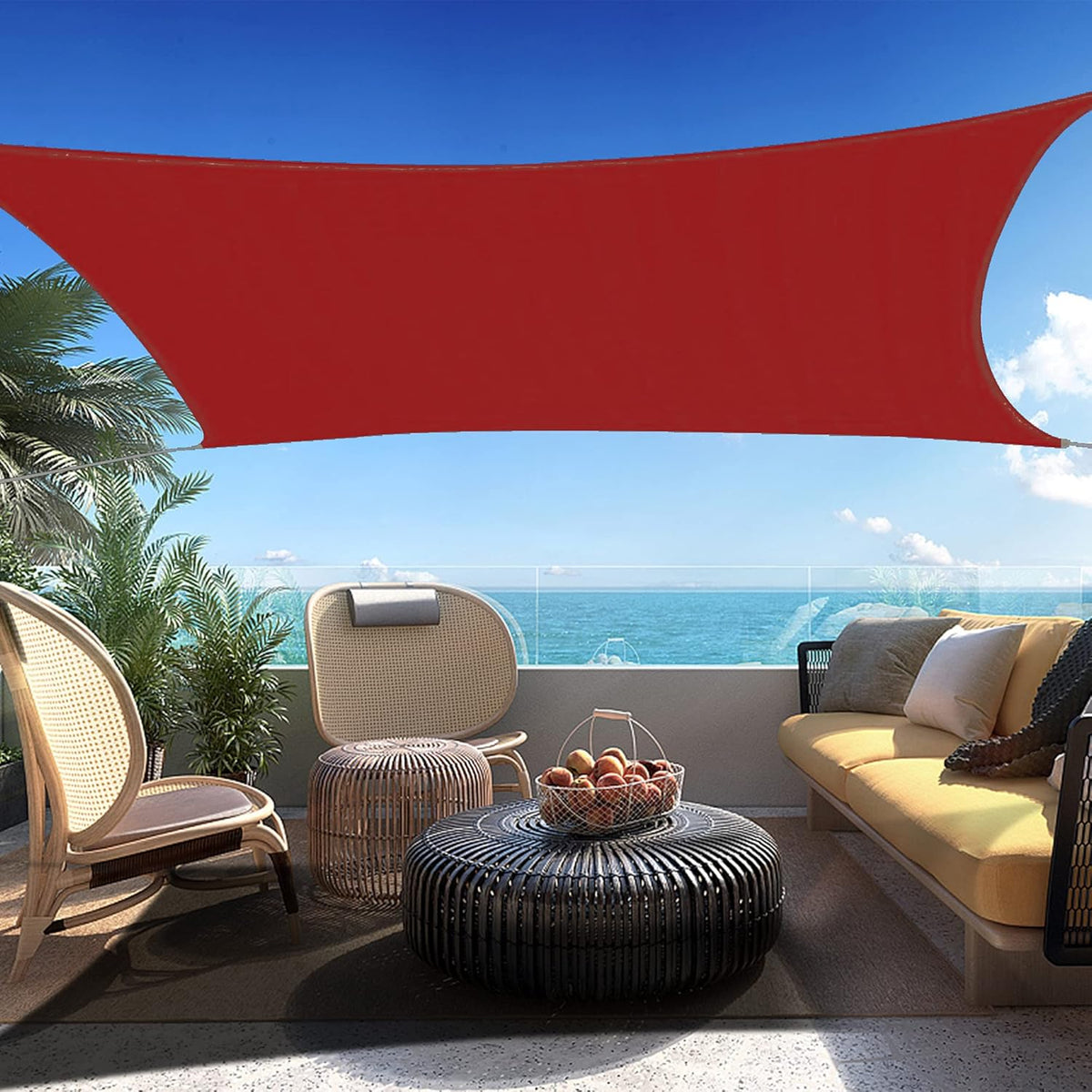 22' x 23' Red Rectangle Sun Shade Sail SSP1212 Canopy Durable Fabric UV Block Awning,We Make Custom Orders