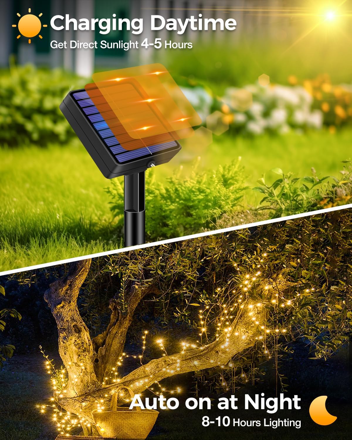 6 Pack Solar Fairy Lights for Outside Waterproof, Total 147FT 450LED Solar String Lights Outdoor 8 Modes Solar Twinkle Lights for Garden Yard Christmas Tree Wedding Party Decor, Warm White