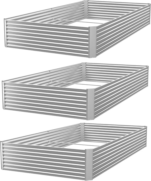 3 Pack 6x3FT Galvanized Raised Garden Bed Outdoor,Metal Garden Bed for Vegetables,Steel Raised Beds for Gardening,Above Ground Garden Box for Flower