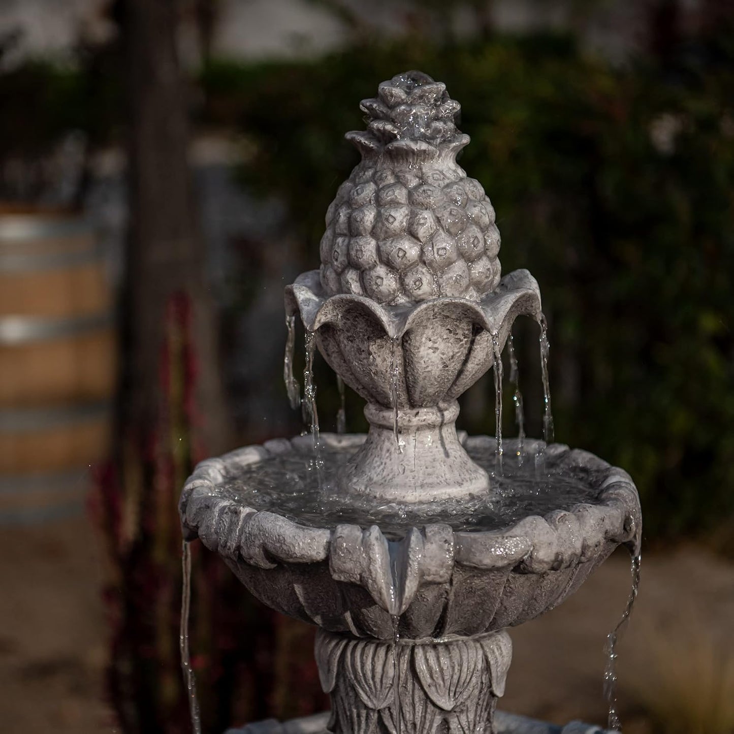 XBrand 58.3" 3-Tier Outdoor Water Fountain – Freestanding Classic Leaf Design with Bird Bath, Pump & Large Water Capacity – Garden, Yard, Lawn, or Patio Décor