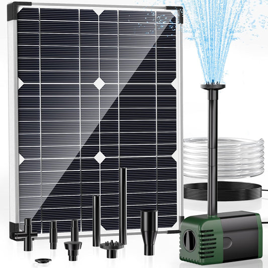 POPOSOAP Solar Water Pump Fountain,20W Solar Fountain Pump 320GPH Solar Powered Water Pump with Adjustable Flow, PVC Tubing and 16.4ft Cord Length for Ponds, Garden, Waterfall, Fish Pond