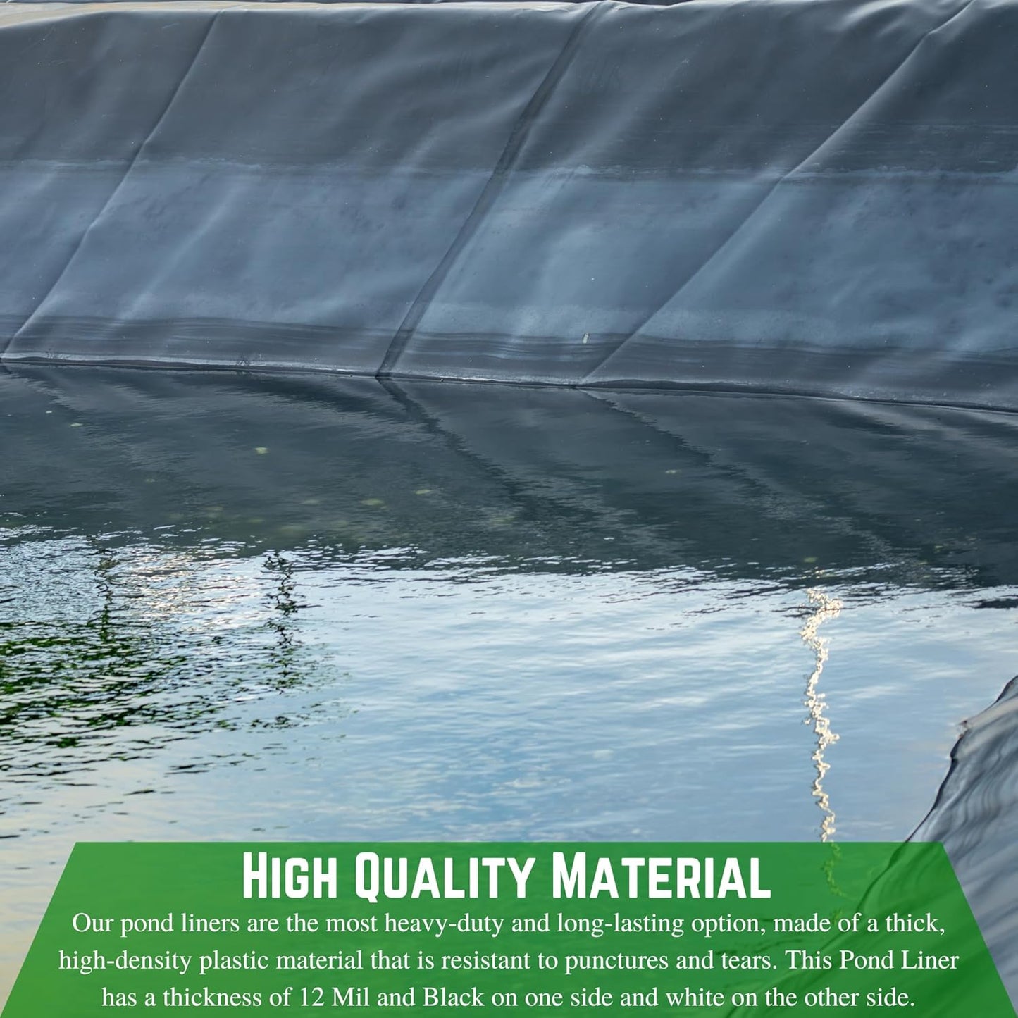 Farm Plastic Supply - 12 Mil String Reinforced Black/White Pond Liner - 12 Mil Fish Pond Liner, Pond Liners for Outdoor Ponds, Koi Ponds, Garden Fountain, Containment Liner (6' x 40')