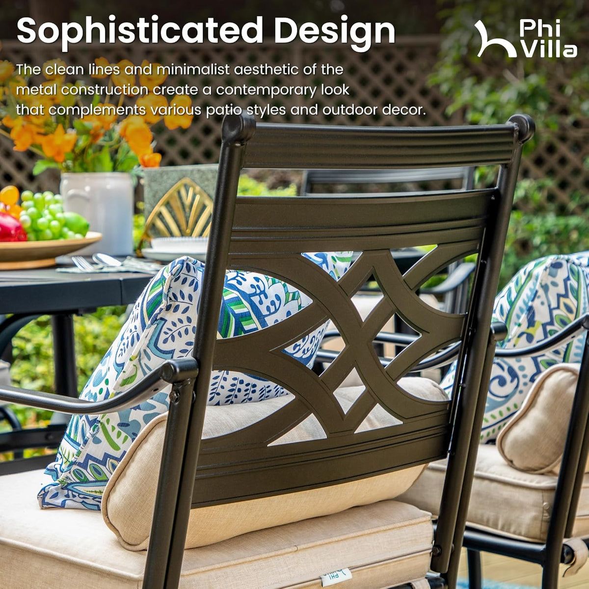PHI VILLA 3 Piece Patio Bar Set,Outdoor Bar Table and Chairs Set, Strong and Heavy Duty Outdoor Bar Set with Cushion and Pillow，2PC Swivel Bar Stools with Square Bar Height Table