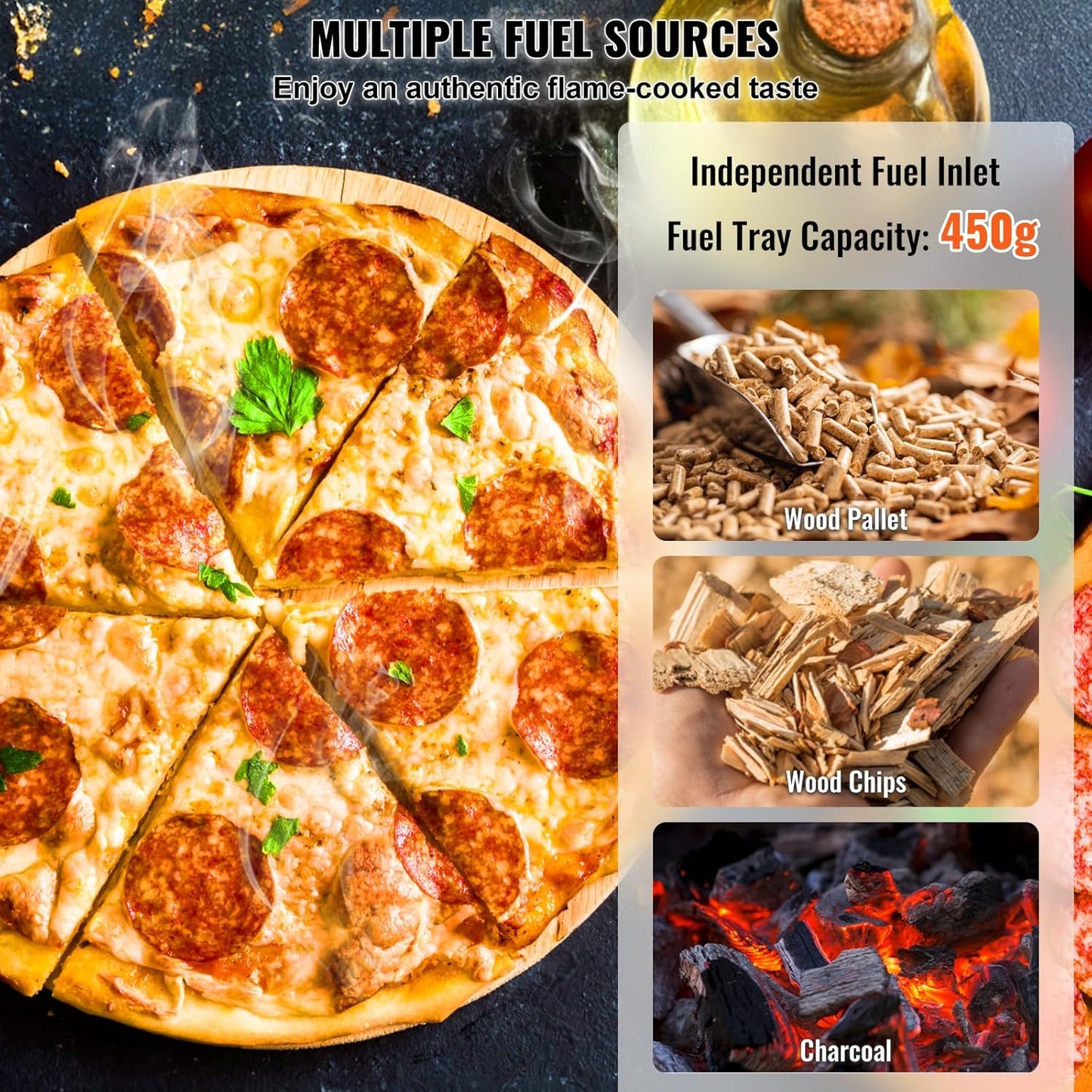VEVOR OUTDOOR Pizza Oven, 12 Inch Wood Fired Pizza Ovens, Pellet Pizza Stove with Thermometer, Portable Pizza Maker for Outside Backyard Patio Camping, Pizza Stone, Carry Bag, Shovel, Black