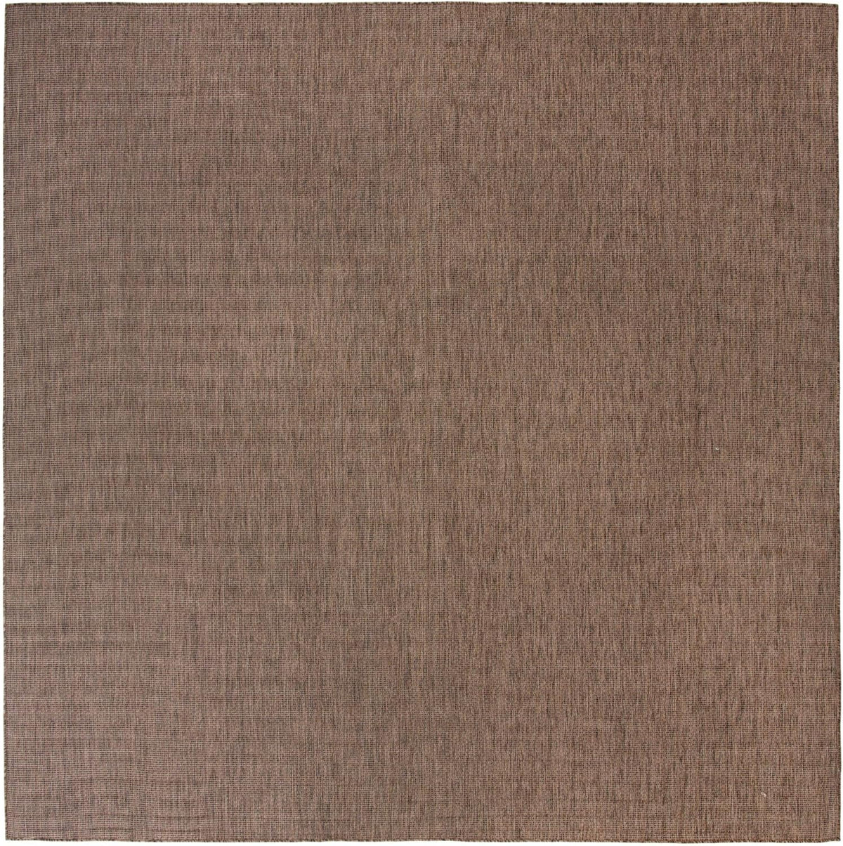 Unique Loom Collection Casual Transitional Solid Heathered Indoor/Outdoor Flatweave Area Rug (13' Square, Light Brown/Ivory)