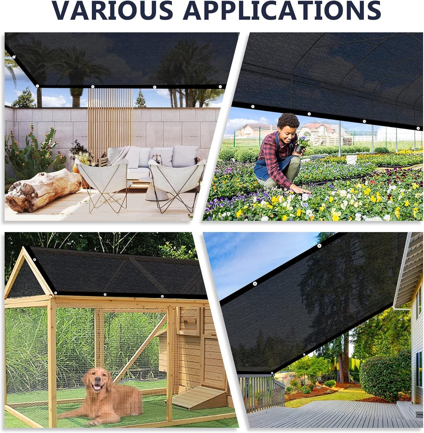 VICLLAX 90% Shade Cloth, 5x19FT Durable Black Mesh Trap with Every 3 FT Grommet, Sun Shade Fabric Netting for for Plants Cover, Greenhouse, Chicken Coop, Barn Kennel, Garden Patio