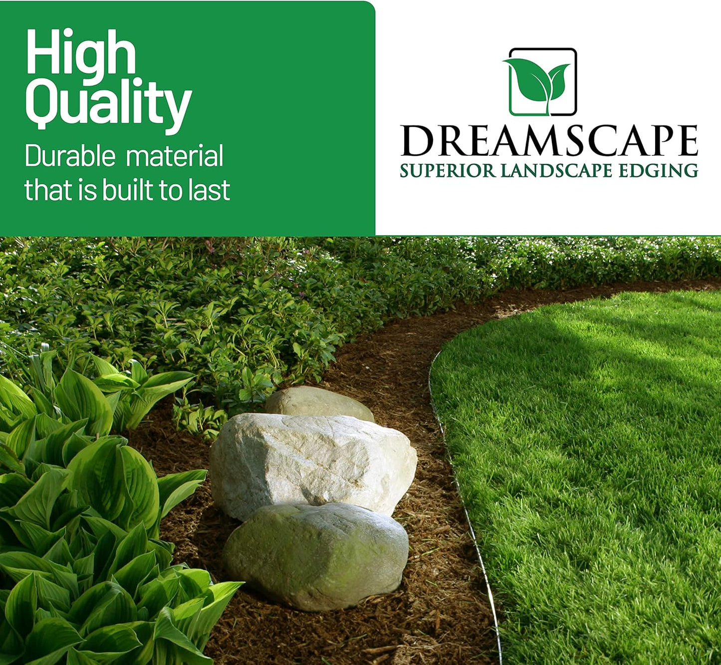 Dreamscape YardEdge Aluminum Landscape Edging - 8 Strips, 6ft Each (48ft Total), Green Duraflex Paint - Professional Quality Landscaping Border, Metal Divider for Lawn, Garden, Flowerbed