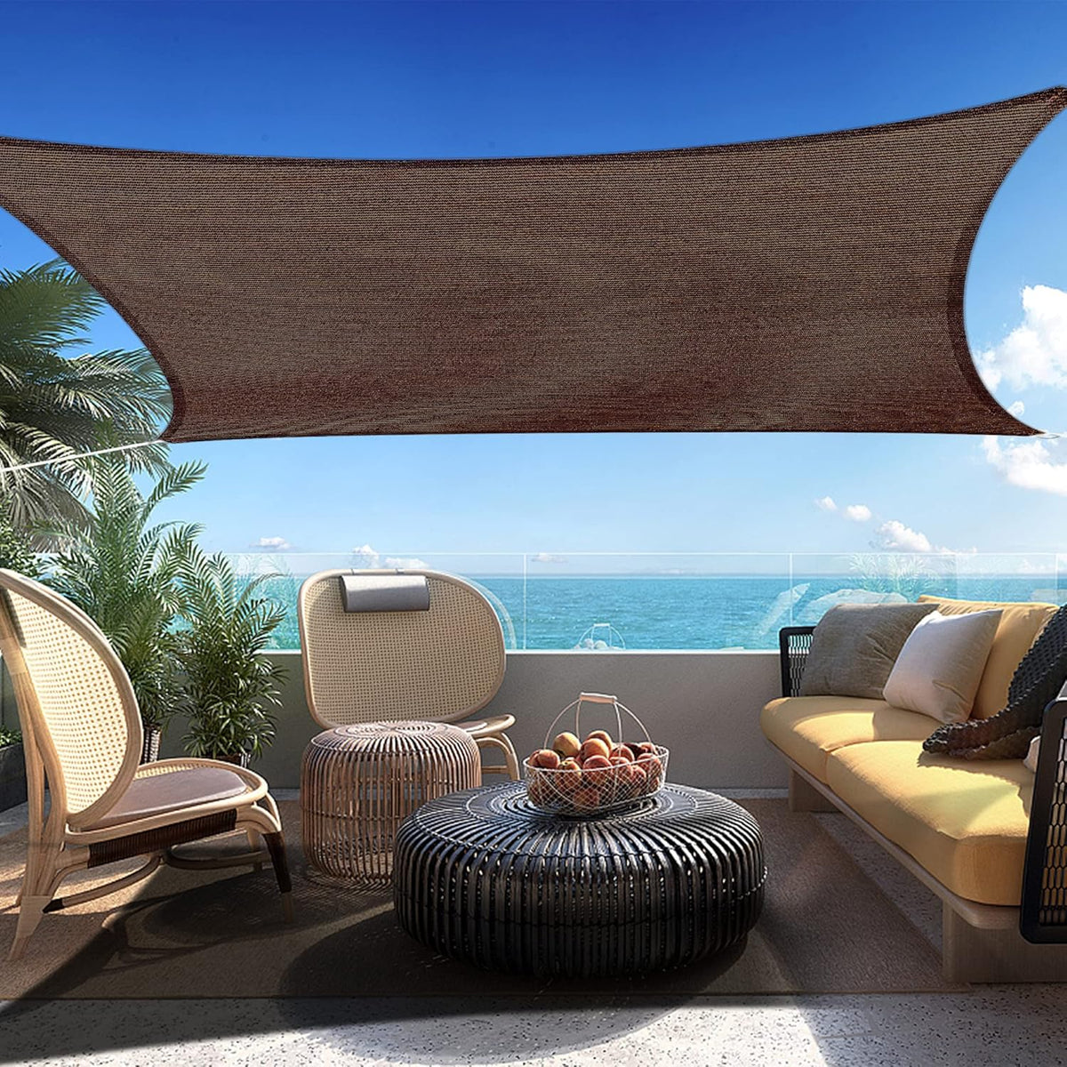 18' x 22' Brown Rectangle Sun Shade Sail SSP1212 Canopy Durable Fabric UV Block Awning,We Make Custom Orders