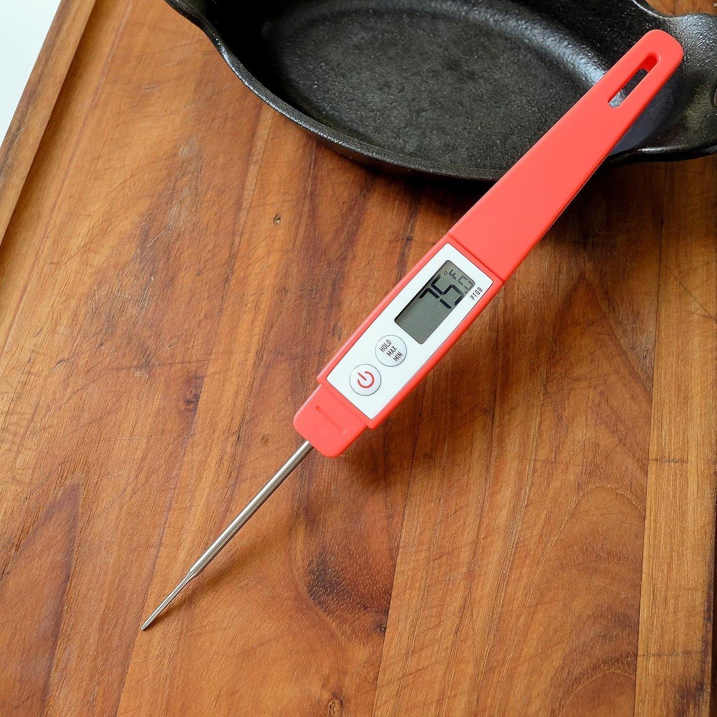 Lavatools PT09 Super-Quick Commercial Grade Digital Thermometer for Cooking, Meat, Candy, Candle, Liquid, Oil, 4.5" Compact Probe, Splash Proof, °C/°F Toggle, Hold Function - Sesame