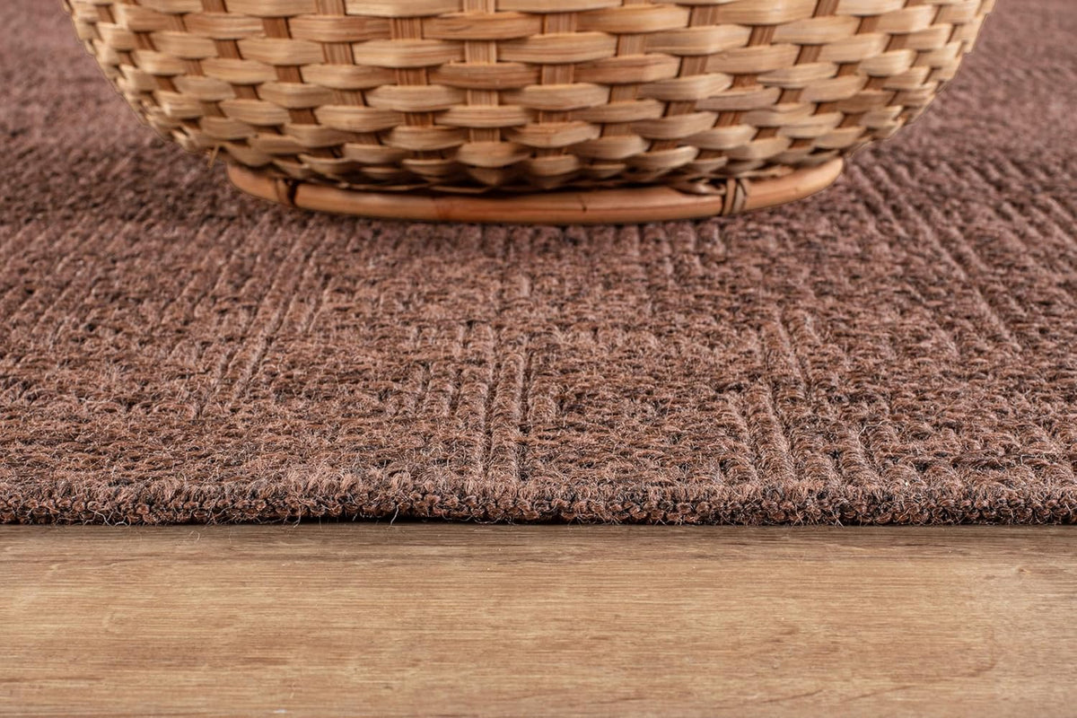 CAMILSON Easy Jute Rug 9x12, Indoor Outdoor Brown Color Fiber Area Rugs for Living Room Patio and Kitchen Rug, Solid Boho Woven Design, Easy-Cleaning, Washable Outside Carpet Alfombras (9 x 12)