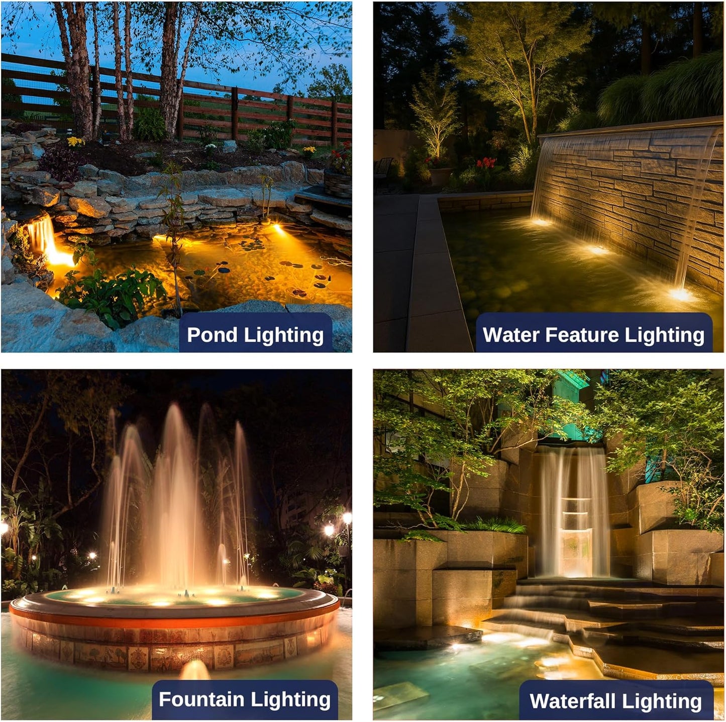 Bronze Pond Light - 12V Low Voltage Solid Brass Submersible Pondlight, IP68 Waterproof Fixture with 4000K MR16 LED Bulb for Outdoor Garden, Landscape, Waterfall, Fountain Lighting(8 Pack)
