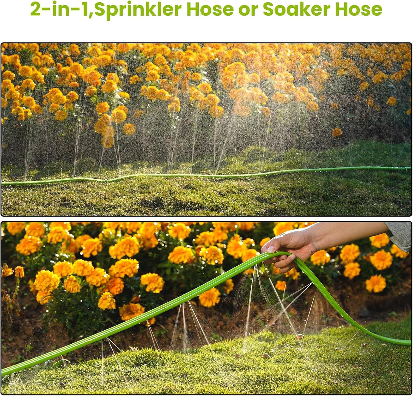 Sprinkler Soaker Hose 25FT, Watering Hose with Holes, High-Efficiency Sprinklers System for Garden and Lawn with Staples